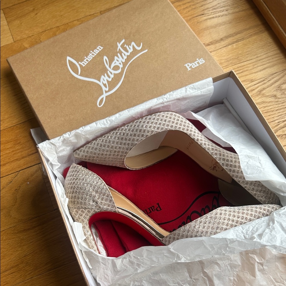 Christian Louboutin Textured Beige Heels